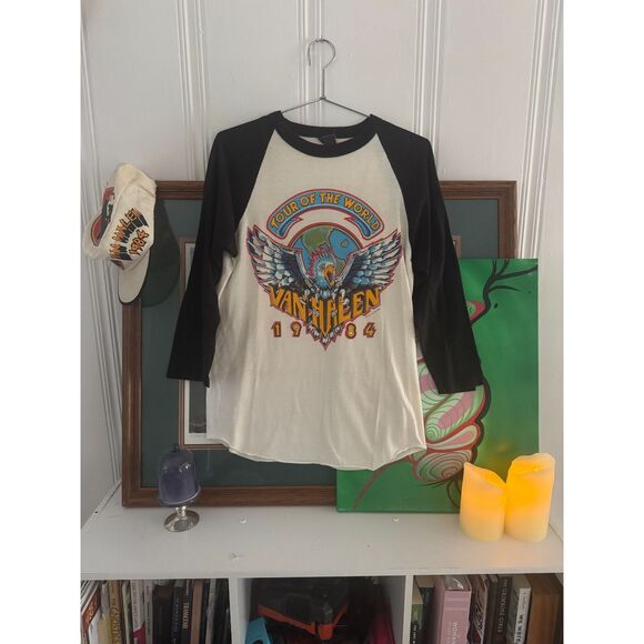 Vintage Van Halen Tour Of The World 1984 Baseball Shirt Large - Picture 1 of 7